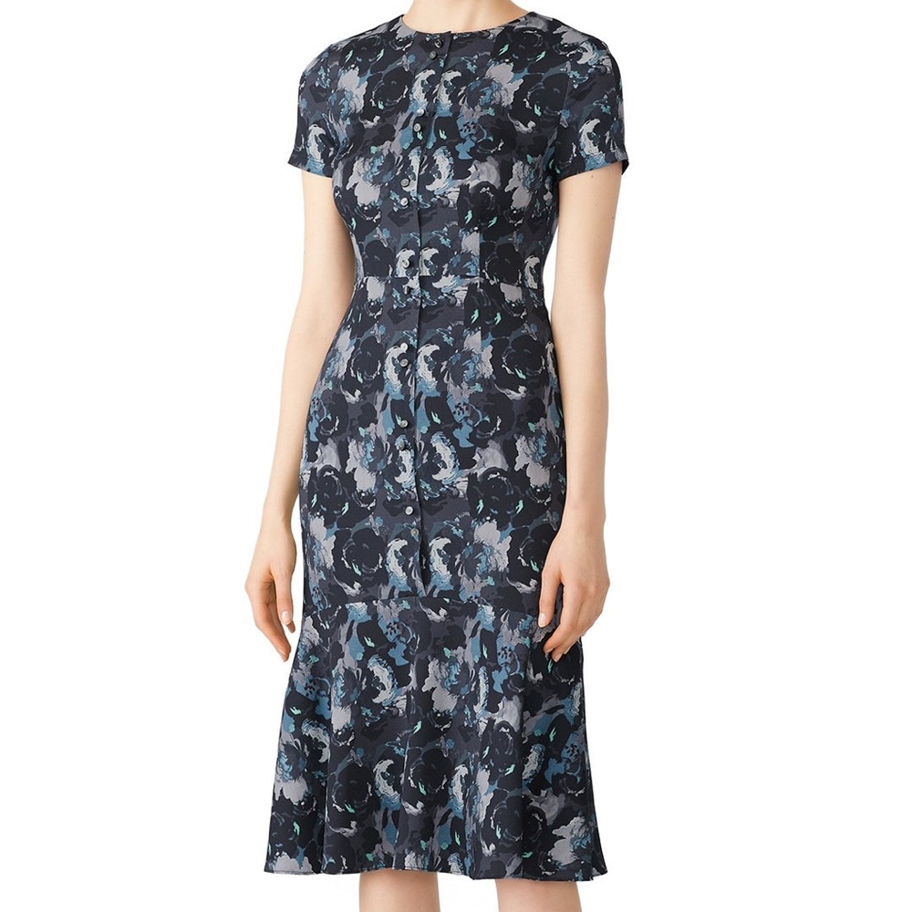 Women’s Brecken Navy Flared Hem Floral Dress Size 10 Retails For $795
